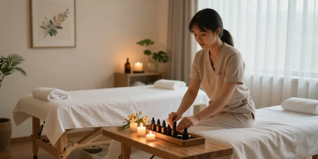 Enjoy a serene 은평구출장안마 experience with calming ambience and professional massage therapy setup.