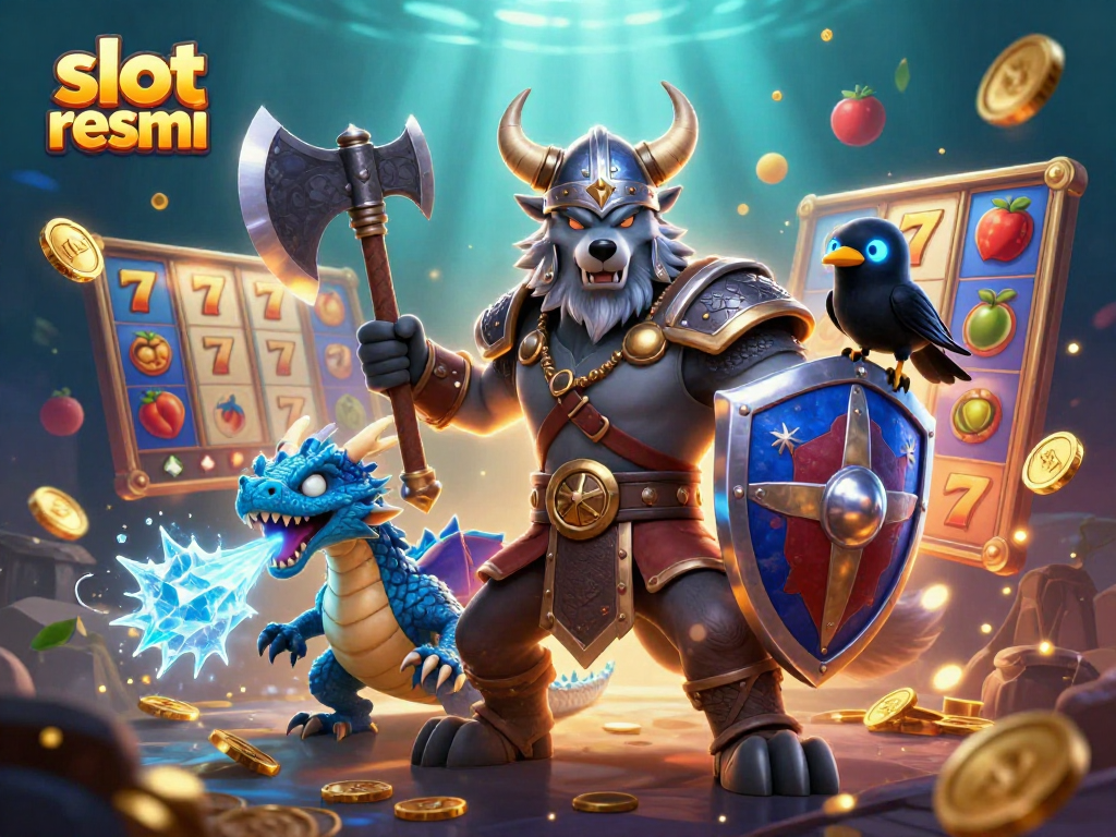 Spin to win big with slot resmi and unlock jackpots in a vibrant 3D casino scene.