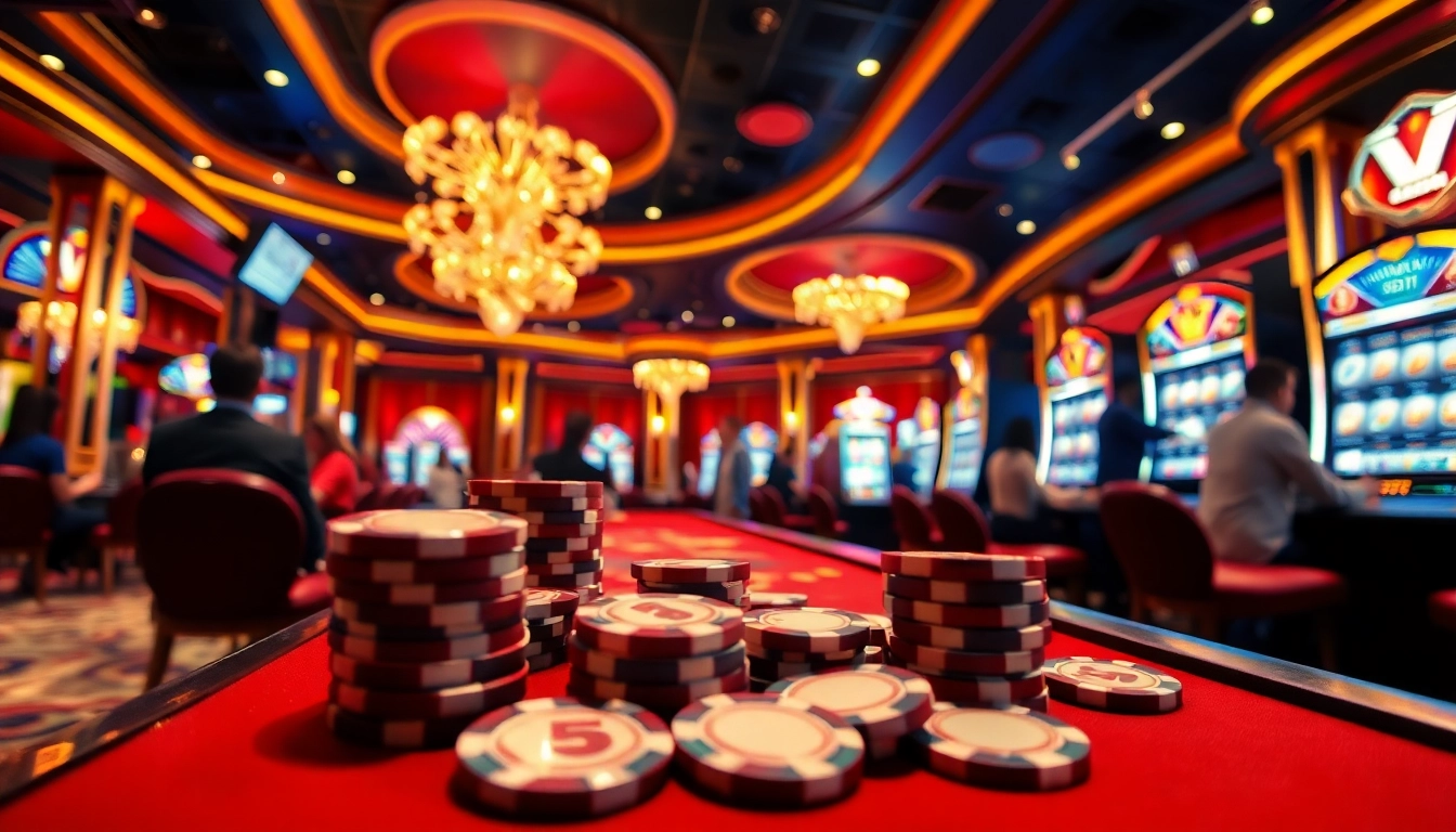 Tangkap momen seru Depo 5k Dana di kasino dengan chip yang bersinar dan permainan slot.