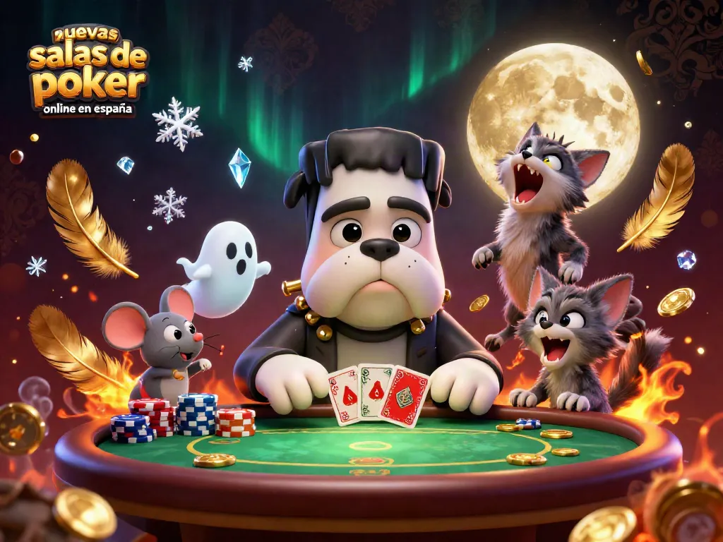 Descubre las nuevas salas de póker online en España con personajes aditivos en una mesa de juego emocionante.