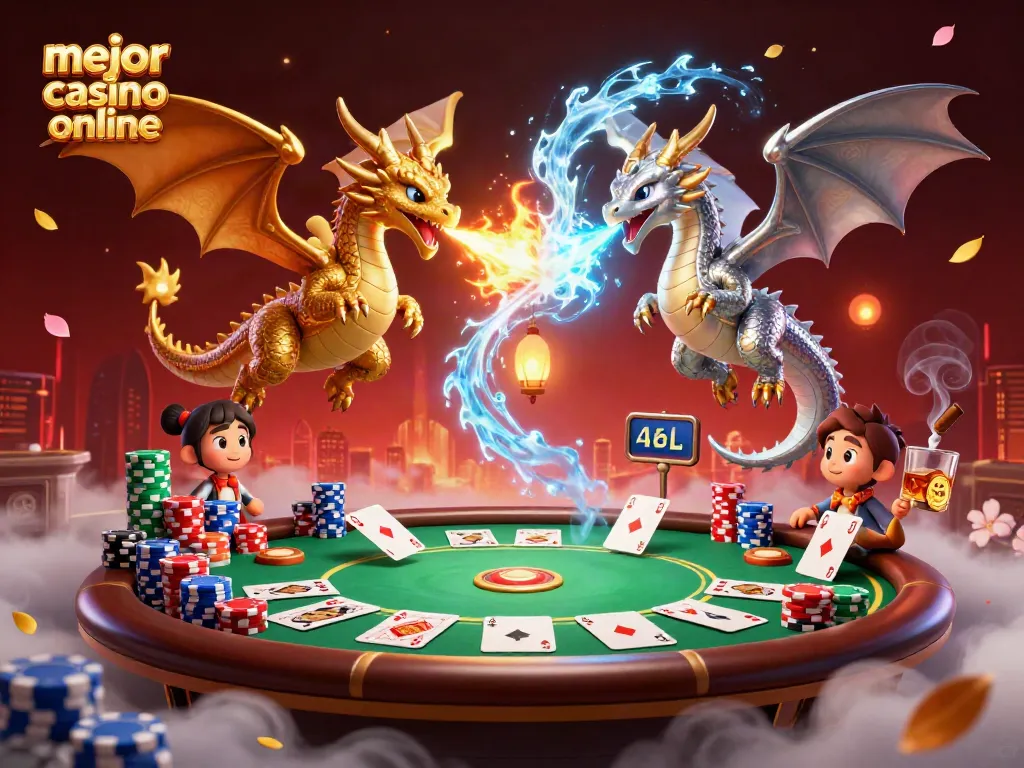 Ilumina tu experiencia en el mejor casino en línea con dragones y cartas de póker.