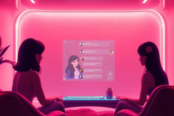 Engaging scene of an interactive online adult chat environment powered by porn chat AI.