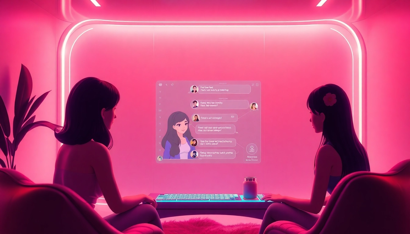 Engaging scene of an interactive online adult chat environment powered by porn chat AI.