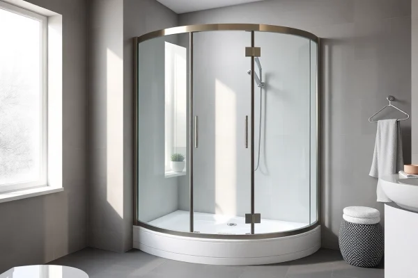 Elegante duschkabine 80x80 eckeinstieg in modernem Badezimmer mit natürlichem Licht.