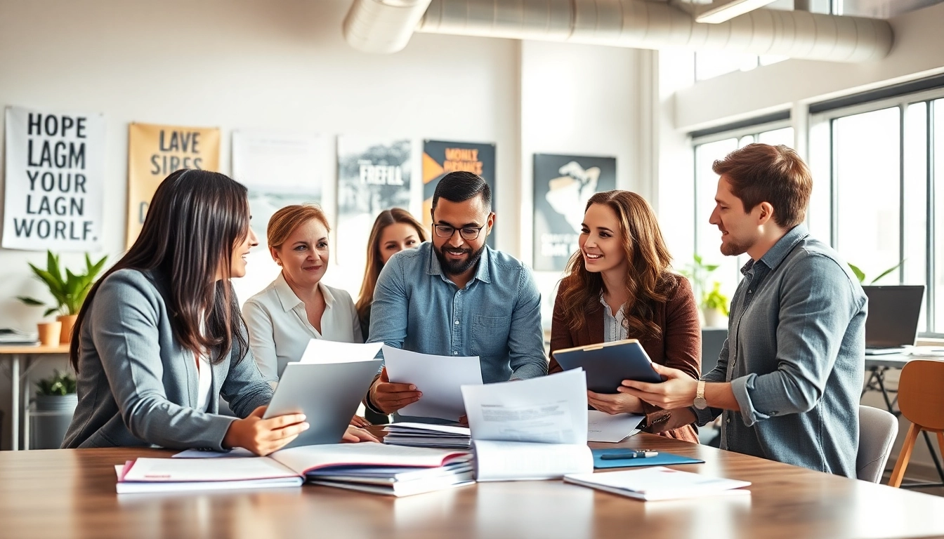 Engaged certification help providers working together in a bright office space.